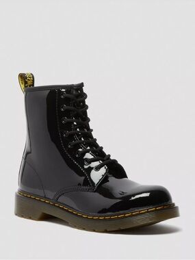 Doc Martens / Dr. Martens Patent Leather Lace-Up Boots - Black